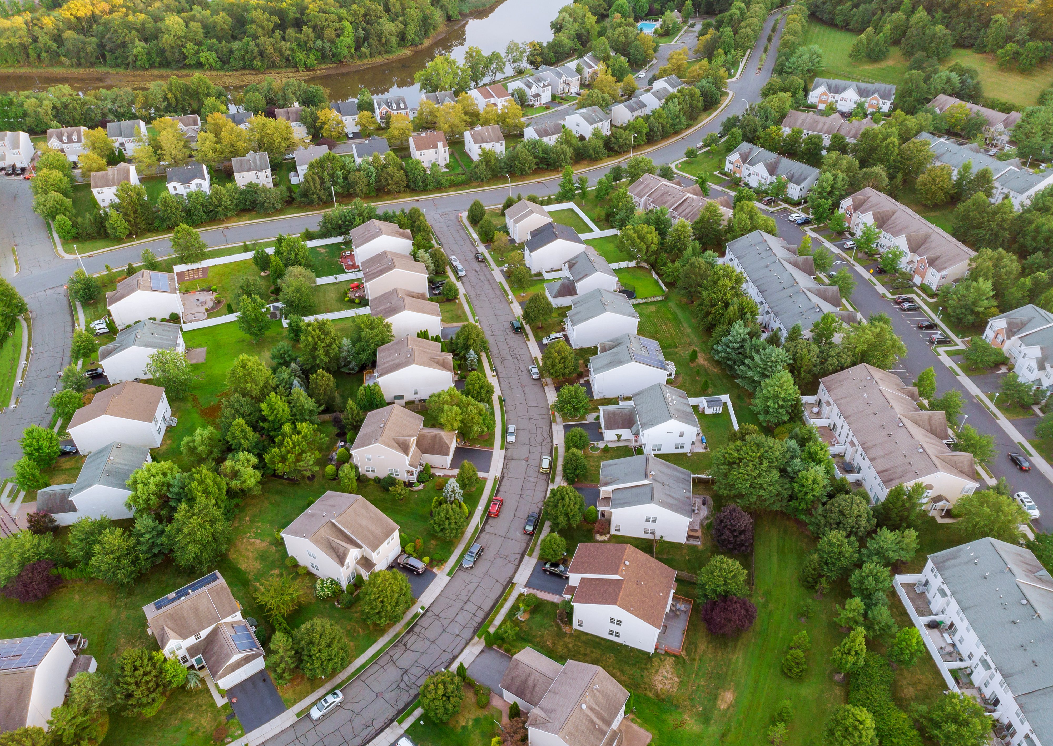 An aerial view of a neighborhood located in Moseley, VA