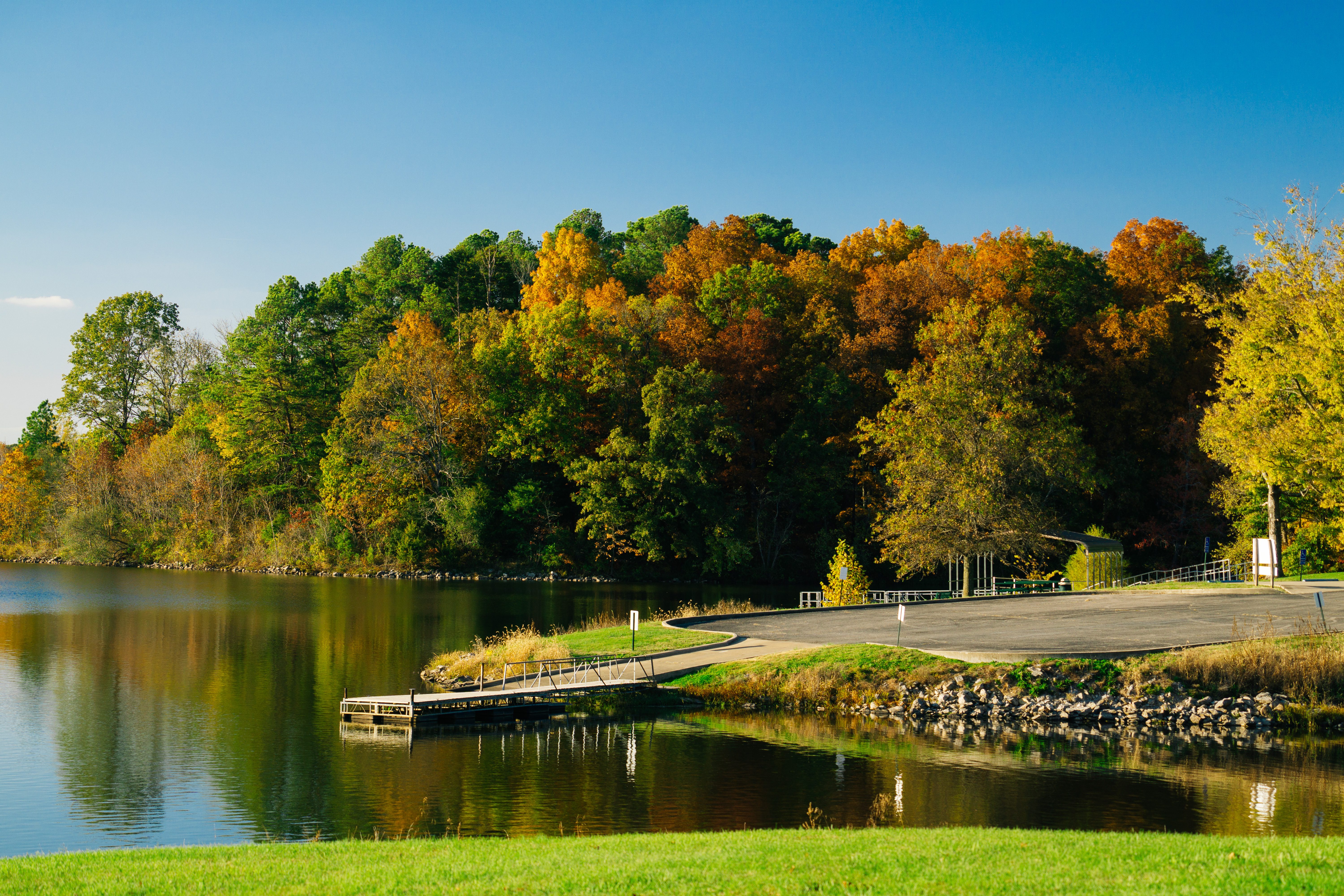 A boat ramp and dock on a lake, near Moseley, VA